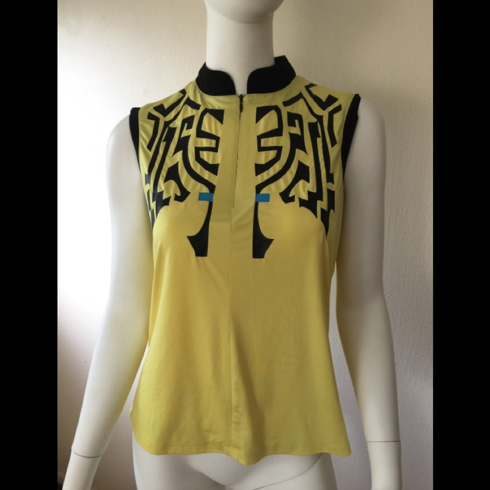 Jaime Sadock yellow & black design 1/2 zip shirt
